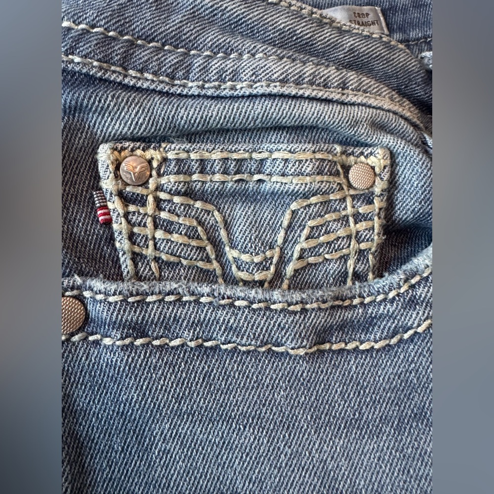 Vigoss Crop Straight raw hem blue denim jeans size 10 Euc - Picture 8 of 9